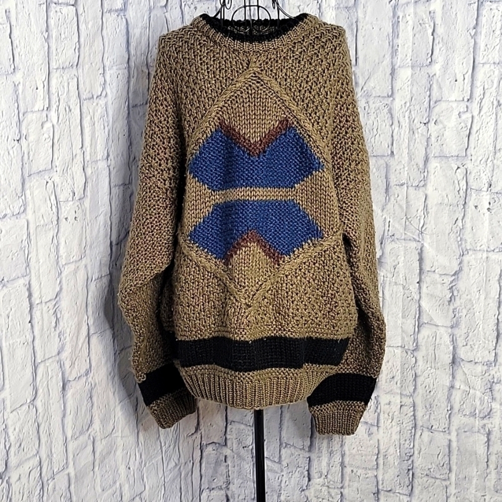 STREET‎ SCENES Multicolored Crochet Heavyweight Men's Sweater Large